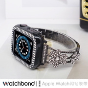 适用applewatch ultra/2苹果手表S9镶钻施华洛表带S8四叶草7钻石iwatch SE/6/5/4替换带1/2/3小众创意