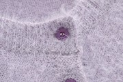 欧美紫色海马毛长袖针织开衫女春秋，短款修身上衣，毛u绒绒毛衣外力