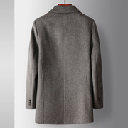 aulx羊毛大衣男式秋冬手工，双面呢风衣，鹅绒内胆中长款羊商务外套