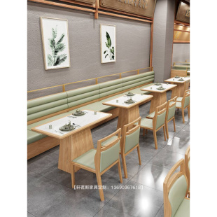 西餐厅卡座沙发咖啡厅馆餐饮靠墙，商用烧烤实木，汉堡奶茶店桌椅组合