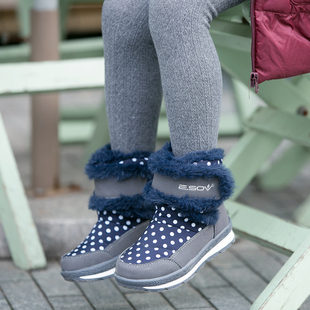 冬季女童靴子加绒儿童棉靴防水防滑雪地鞋保暖冬靴女童鞋短靴