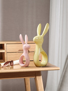 客厅摆件陶瓷糖果色兔子创意卧室装饰玄关家居桌面办公室小摆件设