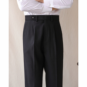 直筒高腰西裤男春夏商务修身皮带款休闲裤那不勒斯垂感免烫西装裤