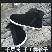老北京棉鞋布鞋冬季老人男女，防水保暖加绒加厚中老年轮胎底防滑靴