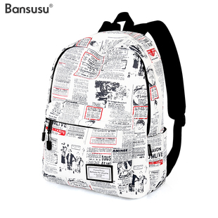 Bansusu欧美双肩包女夏旅行包大容量背包学生书包中性防泼水男女