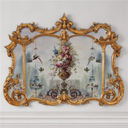 128欧式法式花鸟壁画花卉纯手绘油画手工客厅壁炉玄关画灰调小鸟