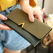 女士钱包长款大容量轻薄手拿包纯色简约多卡位证件卡包时尚手机包