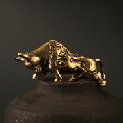 金属黄铜富贵牛钥匙扣挂件做旧雕刻图财运保平安生肖牛配件丛林豹