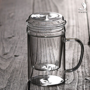 玻璃茶杯带过滤网玻璃杯加厚水杯带盖过滤办公杯泡茶杯花茶耐高温