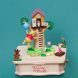 创意木质小熊维尼，绕圈音乐盒台湾八音盒，送儿童生日礼物