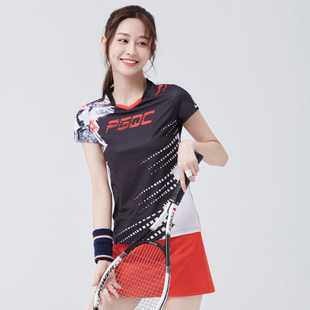 佩琪酷2024羽毛球服女套装速干短袖乒乓球队服运动短裤比赛服