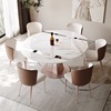 轻奢岩板餐桌可伸缩方圆桌两用现代简约小户型家用折叠餐桌椅组合