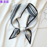 黑白条纹长条方巾小丝巾，女春秋夏季搭配衬衫，发带脖子装饰丝带领带
