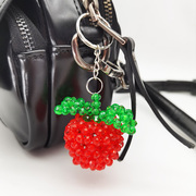 手工串珠苹果红色钥匙扣挂件编织饰品，摆件成品创意亚克力节日礼物
