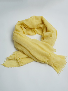 出口英国 优雅气质黄色围巾女秋冬 百搭羊毛混纺旅游纯色丝巾