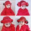 过新年婴儿童宝宝假发头饰卷发汉服红一周岁公主造型可爱婴儿发带