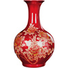 景德镇陶瓷器中国红色，花瓶摆件插花中式家居客厅，装饰品工艺品摆设