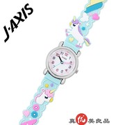 日本 J-AXIS 儿童款女孩炫彩彩虹独角兽贴花表带可爱时尚手表