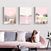 粉色风景创意个性北欧风，翻新插座开关贴纸自粘可移除装饰墙贴画