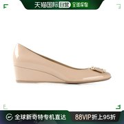 香港直邮SALVATORE FERRAGAMO 女士裸色牛皮蝴蝶结坡跟鞋 0594550