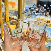 法文字母翻口杯网红创意饮品玻璃杯子男女学生情侣奶茶杯韩版水杯