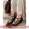 kmeizu巨软~羊皮单鞋女时尚，交叉绑带中跟罗马4.5cm粗跟玛丽珍鞋