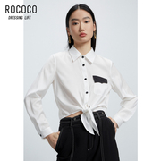 rococo夏季通勤ol气质，时髦职场显瘦雪纺长袖，衬衫上衣女
