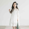 韩版童装春秋夏季款短袖女童，蕾丝连衣裙长袖中大童，裙子白色公主裙