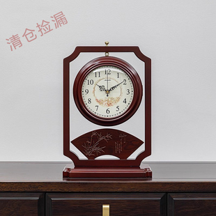 中式木质复古双面座钟客厅静音古典大坐台钟装饰台式石英钟表摆件