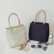 日系帆布手提包女夏韩版大容量上班小拎包休闲手拎布包时尚饭盒袋