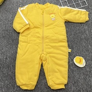 黄色小鸭童装婴儿连体衣，秋冬宝宝针织棒球领铺棉，连体哈衣1-3岁