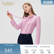 scofield女装时尚飘带领衬衫，优雅气质显瘦雪纺，衫时尚法式衬衣