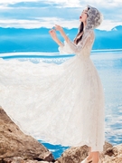 海边拍照衣服白色飘逸沙滩裙女夏旅游度假连衣裙超仙三亚旅行穿搭