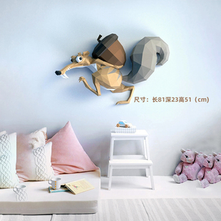 51厘米高 松鼠鼠奎特手工折纸纸模立体动物卡通壁挂家居饰品装饰