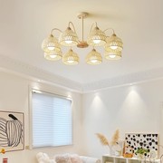 包豪斯原木色客厅吊灯奶油，风简约氛围感餐桌，藤艺复古卧室灯具