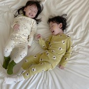 JJF3512韩版家居服纯棉羊毛拉架A类睡衣套装保暖秋衣秋裤