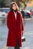 红色双面羊绒大衣女2024冬季韩版西装领阔版宽松气质羊毛外套
