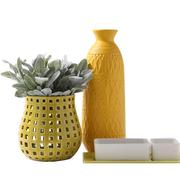 现代中式镂空陶瓷花瓶摆件创意家居餐桌O花盆饰品样板间客厅