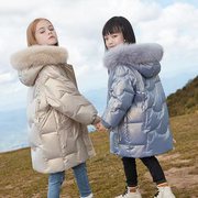 女童冬季棉衣加棉加厚大毛领棉袄2023儿童，防水冬装中大童羽绒棉服