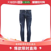 香港直发Dsquared2D二次方男士牛仔裤长裤深蓝色破洞做旧质感舒适
