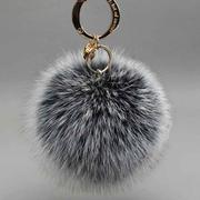 13cm超大狐狸毛球包包挂件汽车钥匙扣女可爱创意真毛绒书包挂饰品