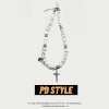 PDSTYLE不规则Clavicle Necklace珍珠项链男女镶钻绿宝石十字架潮