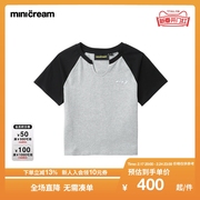 mini cream女装时髦潮流趣味logo撞肩设计短袖T恤608AM