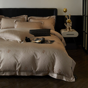 法国进口140支天丝棉提花柔软四件套轻奢丝滑别墅床单被套床品1.8