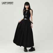 幽灵少女黑色吊带长裙高级感独特无袖背心连衣裙，小众设计感超好看
