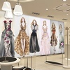 3D创意时尚个性服装店装饰背景墙壁纸海报模特商场墙纸工作室壁画