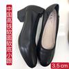 她界中国高铁黑色中跟圆头，单鞋女真皮，软底职业皮鞋工装鞋3.5cm