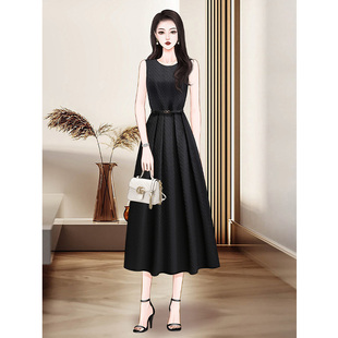 高端轻奢设计感黑色收腰连衣裙夏季2024女装气质法式礼服长裙