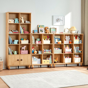 儿童书柜储物柜落地置物收纳柜子格子，柜自由组合书架林氏木业