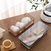 茶具收纳盒桌面防尘带盖放功夫茶杯，装茶叶碗茶壶可叠加储存置物架
